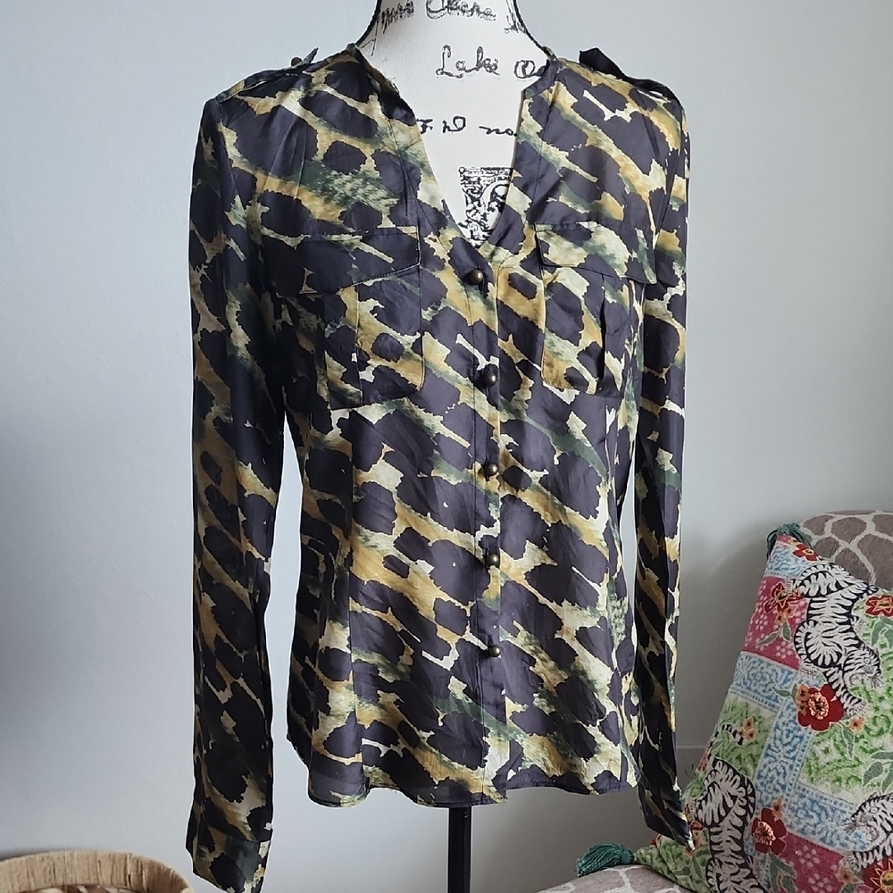 Lafayette 148 New York Abstract Pattern Blouse